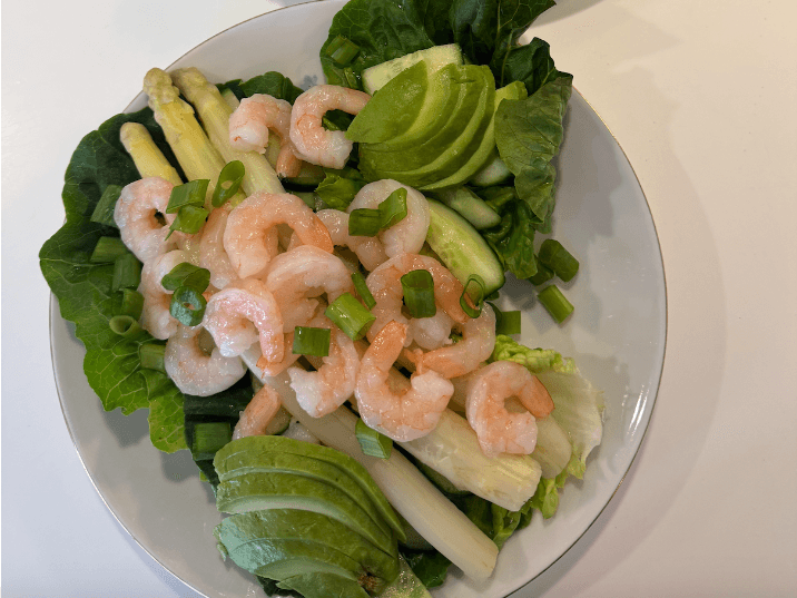Billede af Hvide asparges med tigerrejer og avocado